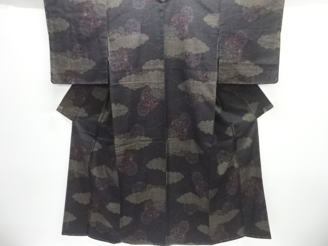 JAPANESE KIMONO / UNUSED YUKI TSUMUGI / OVEN CLOUD & GENJI CART 